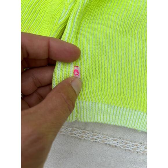 NWT‎ Neon Yellow Baby Cardigan, Ribbed, Soft, Size 9 Months - Picture 4 of 6